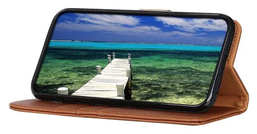 KHAZNEH Samsung Galaxy S22 Hoesje Wallet Book Case Kunstleer Bruin afbeelding 4