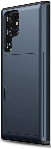 Samsung Galaxy S22 Ultra Hoesje met Kaarthouder Back Cover Blauw afbeelding 2