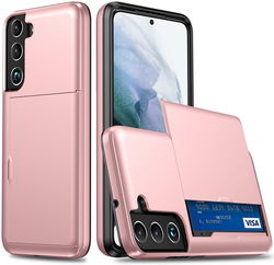 Samsung Galaxy S22 Hoesje Back Cover met Kaarthouder Roze afbeelding