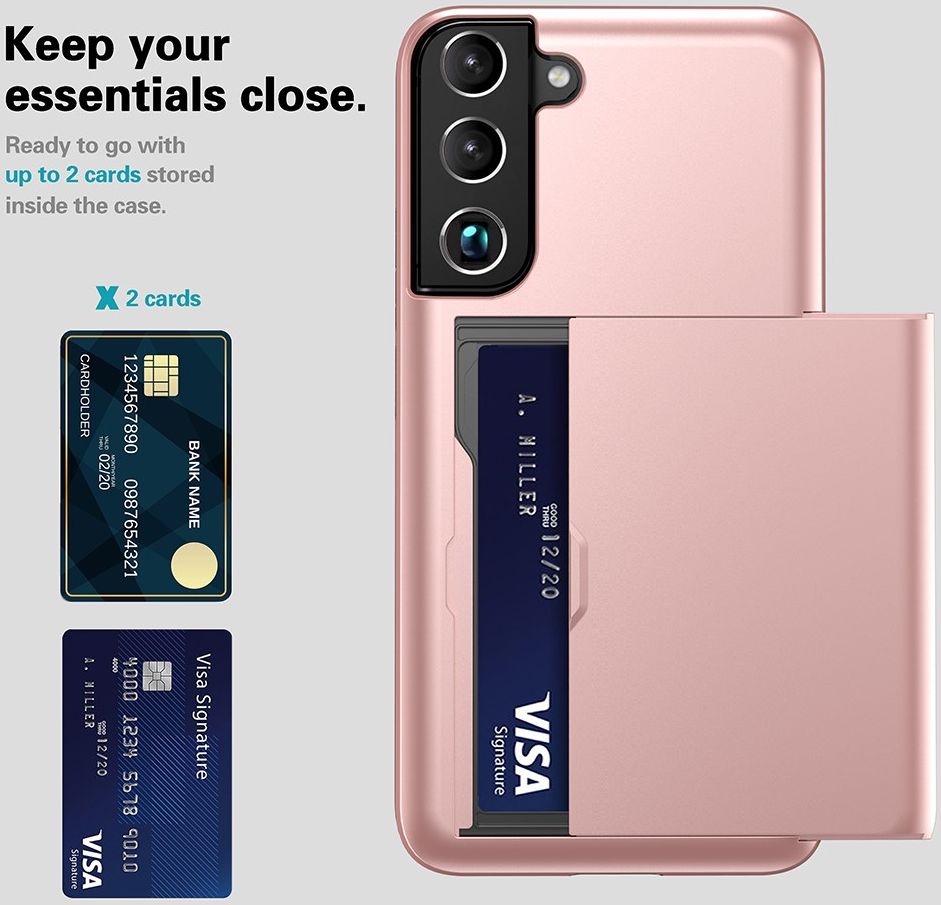 Samsung Galaxy S22 Hoesje Back Cover met Kaarthouder Roze afbeelding 5