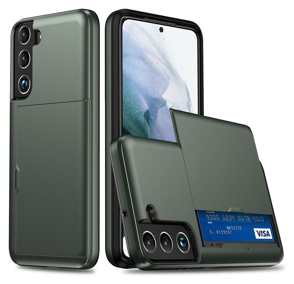 Samsung Galaxy S22 Hoesje Back Cover met Kaarthouder Groen afbeelding 1