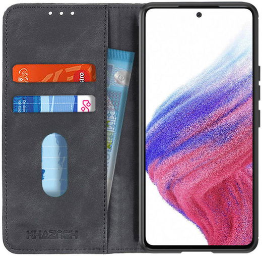 KHAZNEH Samsung Galaxy A53 Hoesje Vintage Wallet Book Case Zwart afbeelding 1