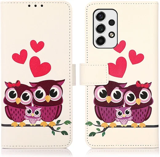 Samsung Galaxy A53 Book Case Hoesje Wallet met Uilen Print afbeelding 3
