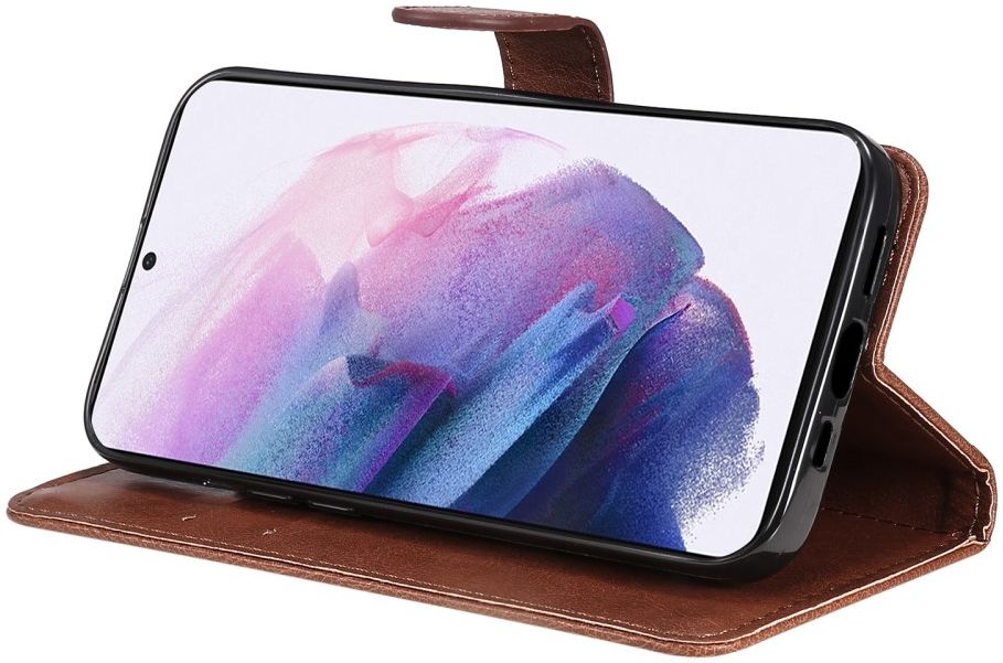 Samsung Galaxy S22 Plus Hoesje Retro Wallet Book Case met Koord Bruin afbeelding 5