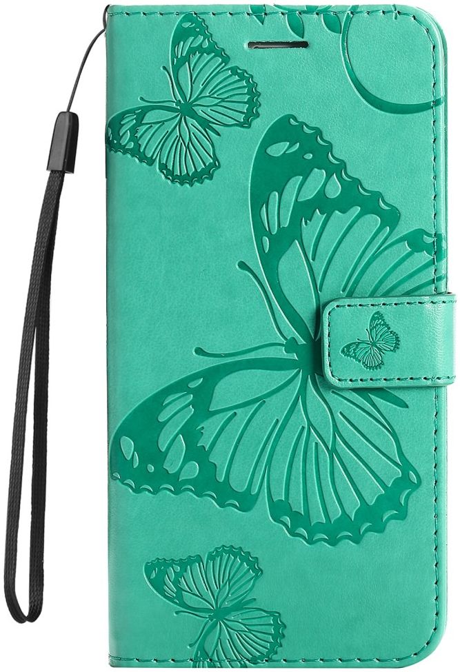 Samsung Galaxy S22 Hoesje Wallet Case met Koord Vlinder Print Groen afbeelding 2