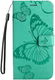 Samsung Galaxy S22 Hoesje Wallet Case met Koord Vlinder Print Groen afbeelding 2
