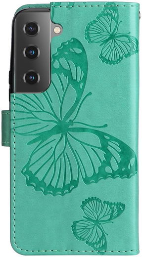 Samsung Galaxy S22 Hoesje Wallet Case met Koord Vlinder Print Groen afbeelding 3