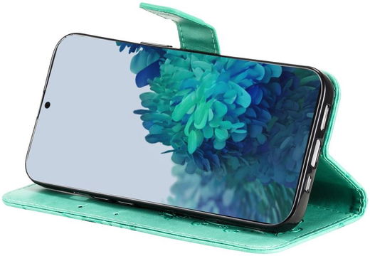 Samsung Galaxy S22 Hoesje Wallet Case met Koord Vlinder Print Groen afbeelding 5