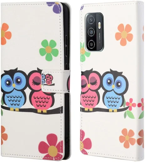 Samsung Galaxy A33 Hoesje Portemonnee Book Case Uilen Print afbeelding 5