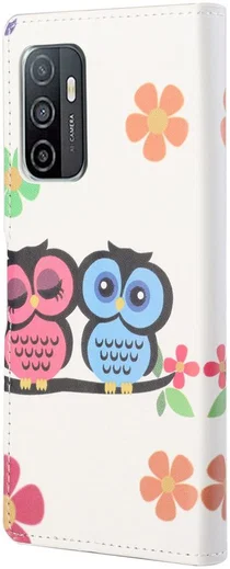 Samsung Galaxy A33 Hoesje Portemonnee Book Case Uilen Print afbeelding 3