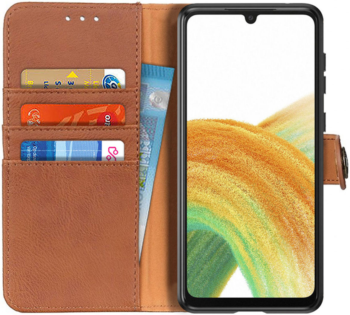 KHAZNEH Samsung Galaxy A33 Hoesje Portemonnee Book Case Bruin afbeelding 1