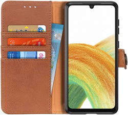 KHAZNEH Samsung Galaxy A33 Hoesje Portemonnee Book Case Bruin afbeelding