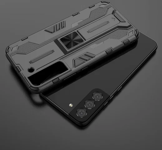 Samsung Galaxy S22 Plus Hoesje Shockproof Kickstand Back Cover Zwart afbeelding 4
