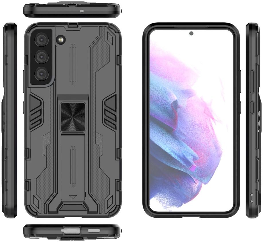 Samsung Galaxy S22 Plus Hoesje Shockproof Kickstand Back Cover Zwart afbeelding 5
