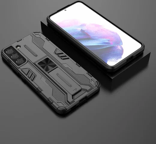 Samsung Galaxy S22 Plus Hoesje Shockproof Kickstand Back Cover Zwart afbeelding 6