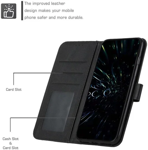 Samsung Galaxy S22 Hoesje Wallet Book Case Kunstleer Zwart afbeelding 7