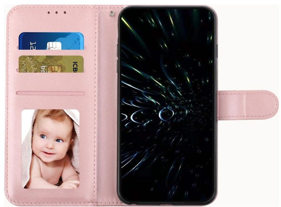 Samsung Galaxy S22 Hoesje Wallet Book Case Kunstleer Roze Goud afbeelding 3