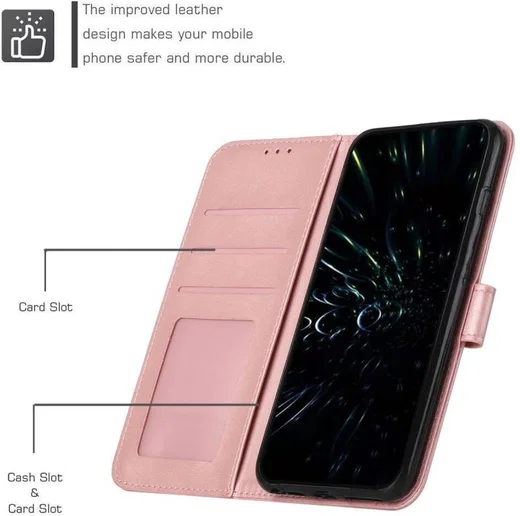 Samsung Galaxy S22 Hoesje Wallet Book Case Kunstleer Roze Goud afbeelding 7
