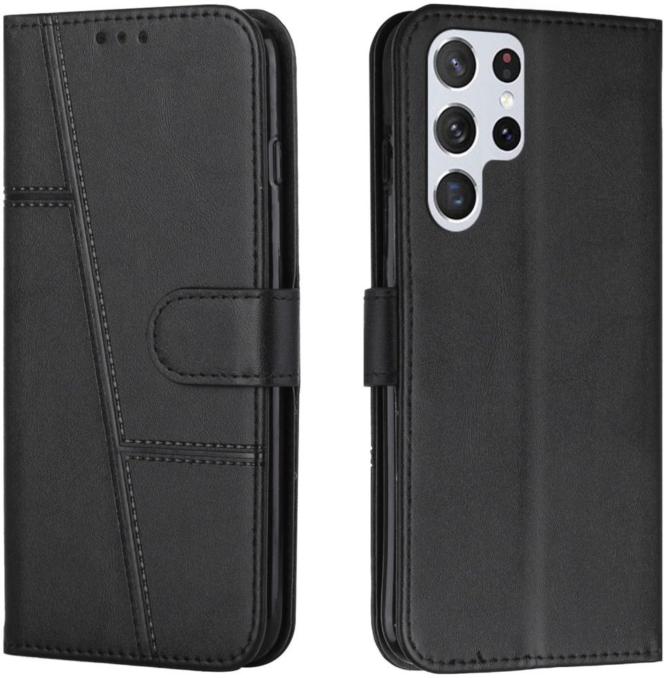 Samsung Galaxy S22 Ultra Hoesje Wallet Book Case Kunstleer Zwart afbeelding 10