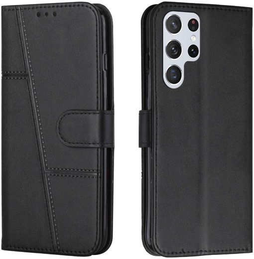 Samsung Galaxy S22 Ultra Hoesje Wallet Book Case Kunstleer Zwart afbeelding 10