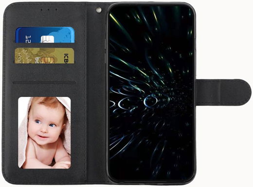 Samsung Galaxy S22 Ultra Hoesje Wallet Book Case Kunstleer Zwart afbeelding 3