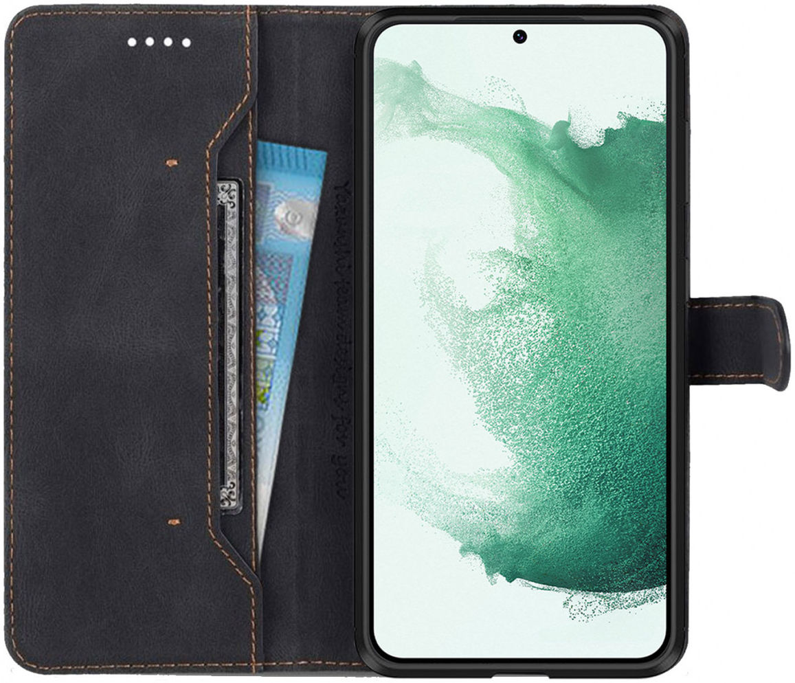 AZNS Samsung Galaxy S22 Plus Hoesje Wallet Book Case Kunstleer Zwart afbeelding 1