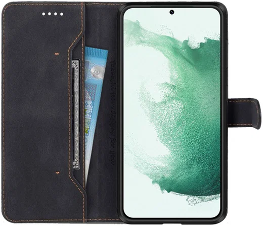 AZNS Samsung Galaxy S22 Plus Hoesje Wallet Book Case Kunstleer Zwart afbeelding 1