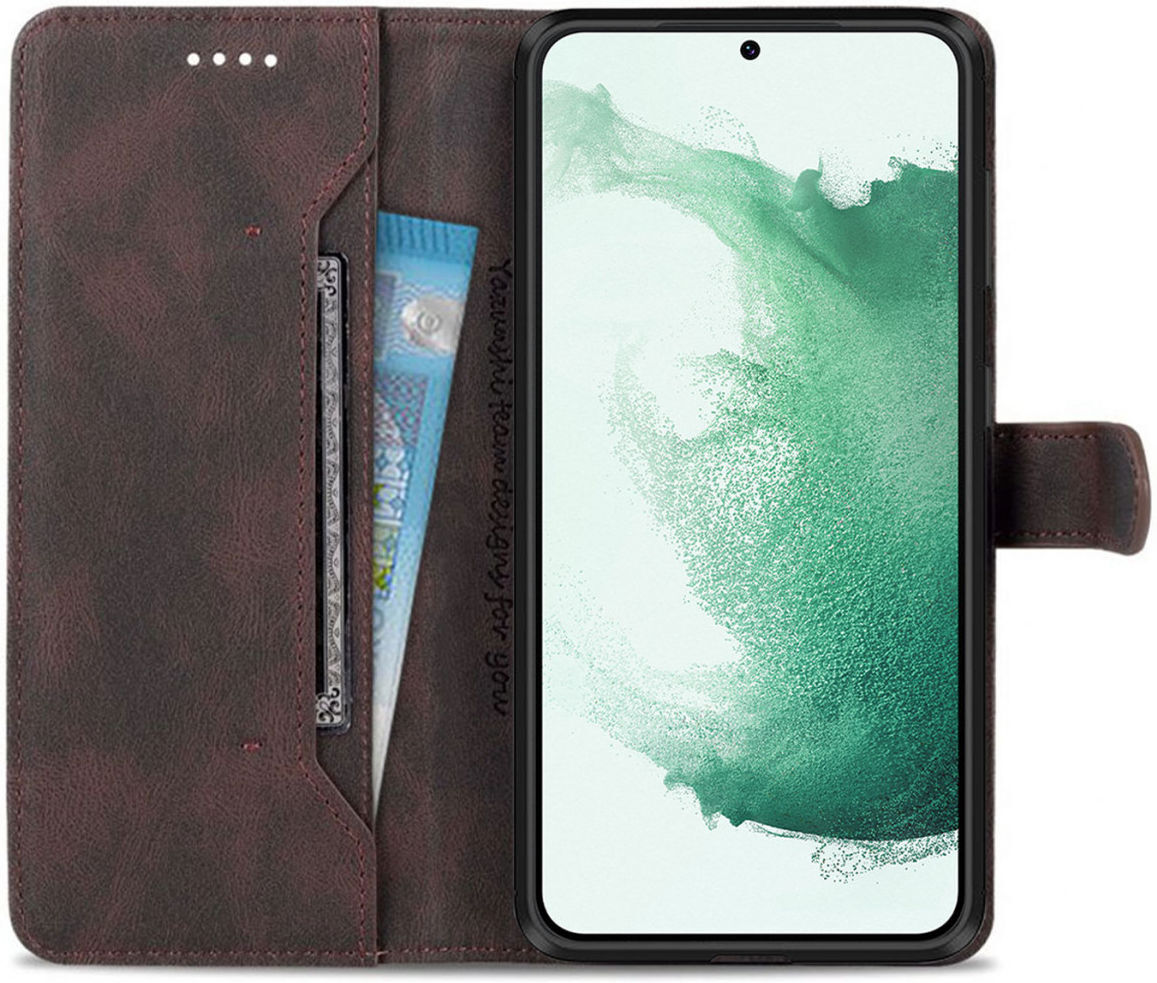 AZNS Samsung Galaxy S22 Plus Hoesje Wallet Book Case Kunstleer Bruin afbeelding 1