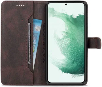AZNS Samsung Galaxy S22 Plus Hoesje Wallet Book Case Kunstleer Bruin