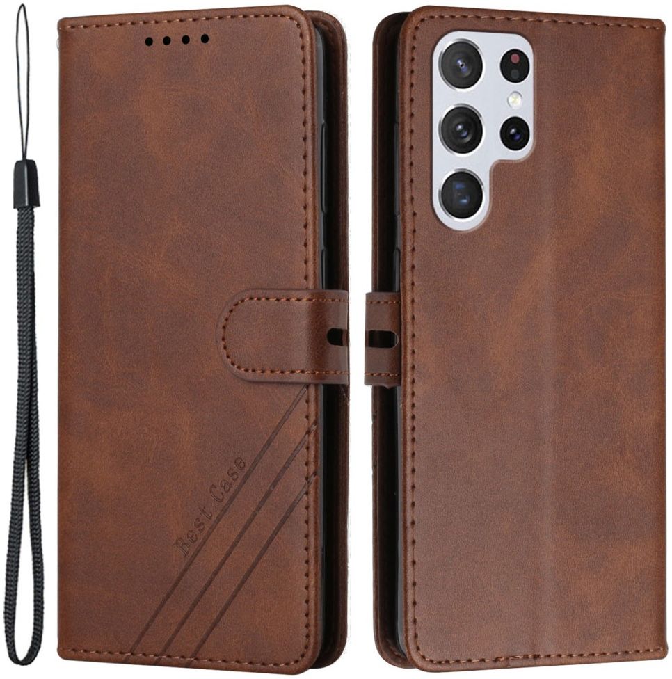 Samsung Galaxy S22 Ultra Hoesje Vintage Wallet Book Case Bruin afbeelding 3