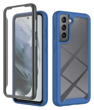Samsung Galaxy S21 FE Hoesje Full Protect 360° Hybride Cover Blauw