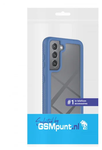 Samsung Galaxy S21 FE Hoesje Full Protect 360° Hybride Cover Blauw afbeelding 10