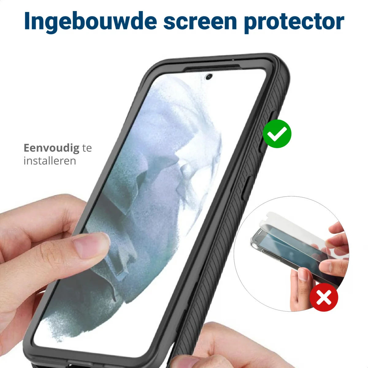 Samsung Galaxy S21 FE Hoesje Full Protect 360° Hybride Cover Blauw afbeelding 7