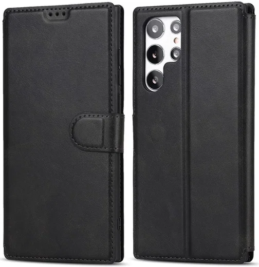 Samsung Galaxy S22 Ultra Hoesje RFID Portemonnee Book Case Zwart afbeelding 3