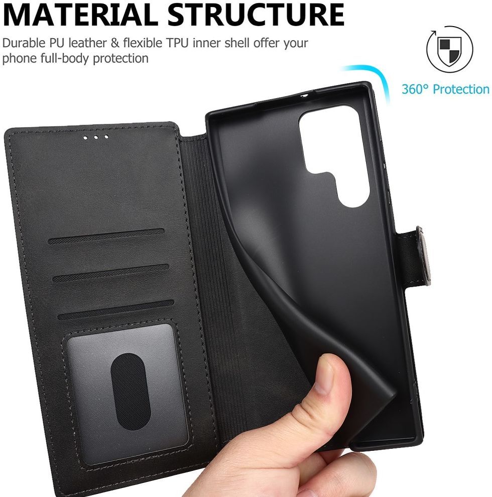 Samsung Galaxy S22 Ultra Hoesje RFID Portemonnee Book Case Zwart afbeelding 8