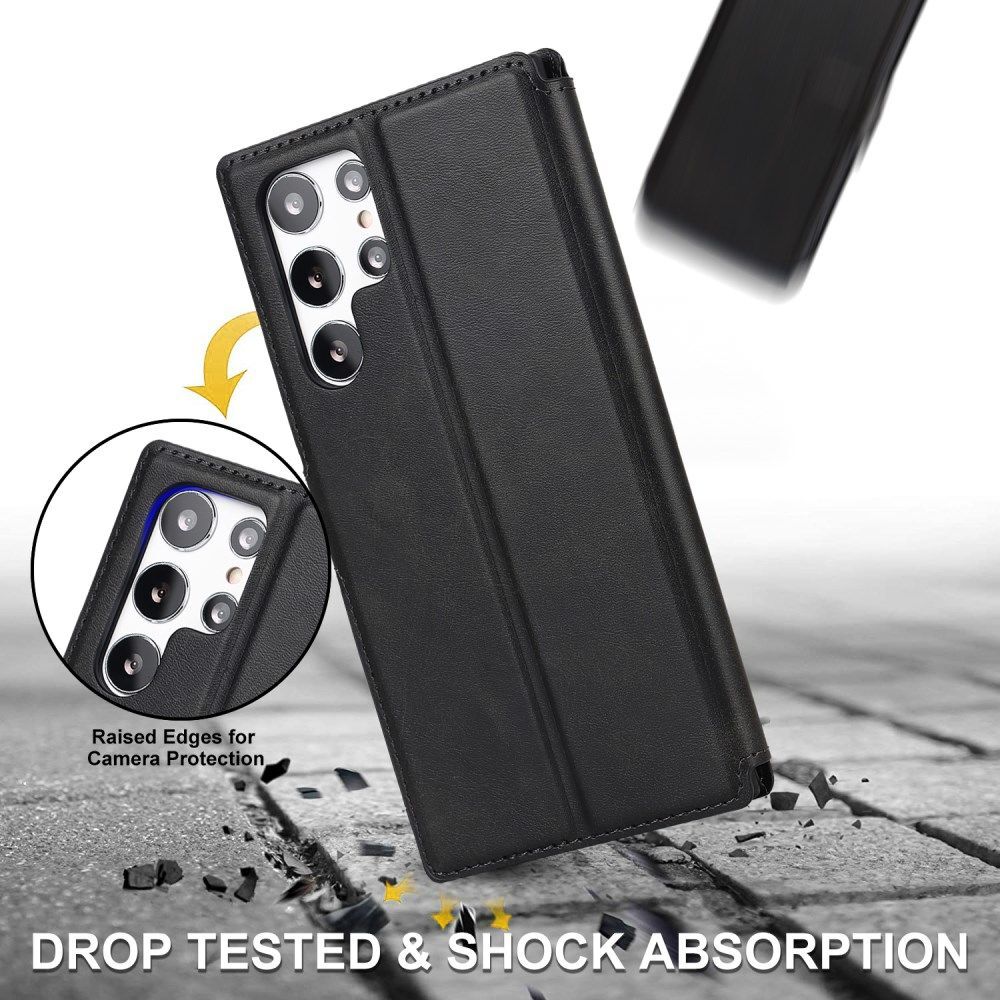 Samsung Galaxy S22 Ultra Hoesje RFID Portemonnee Book Case Zwart afbeelding 5