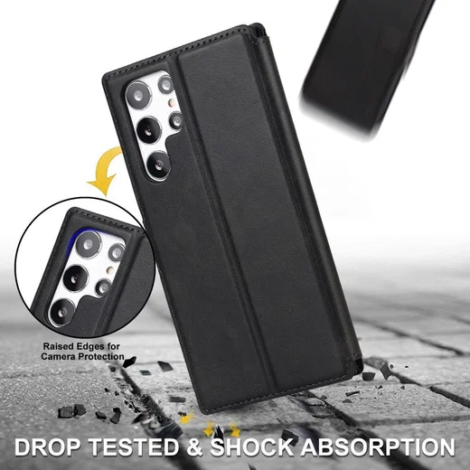 Samsung Galaxy S22 Ultra Hoesje RFID Portemonnee Book Case Zwart afbeelding 5