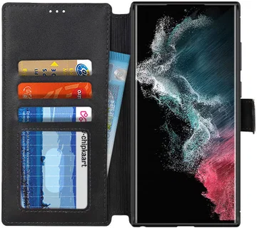 Samsung Galaxy S22 Ultra Hoesje RFID Portemonnee Book Case Zwart