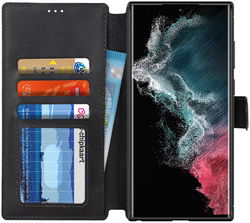 Samsung Galaxy S22 Ultra Hoesje RFID Portemonnee Book Case Zwart afbeelding
