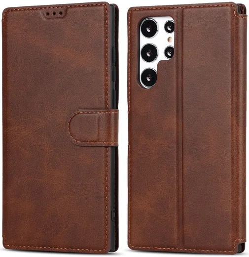 Samsung Galaxy S22 Ultra Hoesje RFID Portemonnee Book Case Bruin afbeelding 3