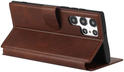 Samsung Galaxy S22 Ultra Hoesje RFID Portemonnee Book Case Bruin afbeelding 10