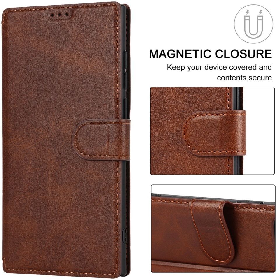 Samsung Galaxy S22 Ultra Hoesje RFID Portemonnee Book Case Bruin afbeelding 6