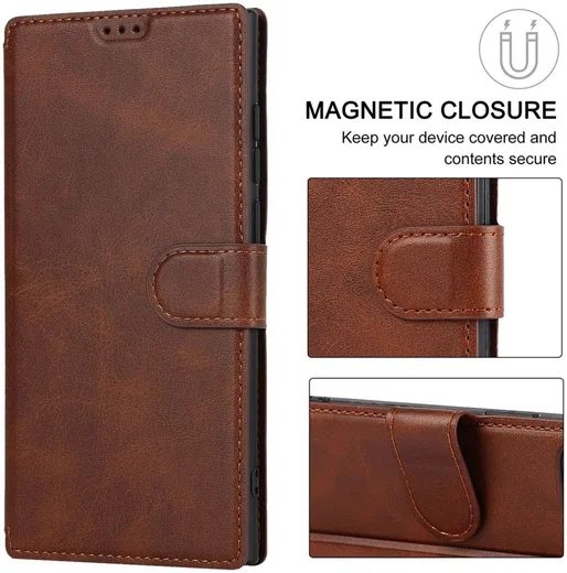 Samsung Galaxy S22 Ultra Hoesje RFID Portemonnee Book Case Bruin afbeelding 6