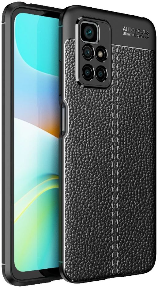 Xiaomi Redmi 10 Hoesje TPU Back Cover Kunstleer Textuur Zwart afbeelding 1