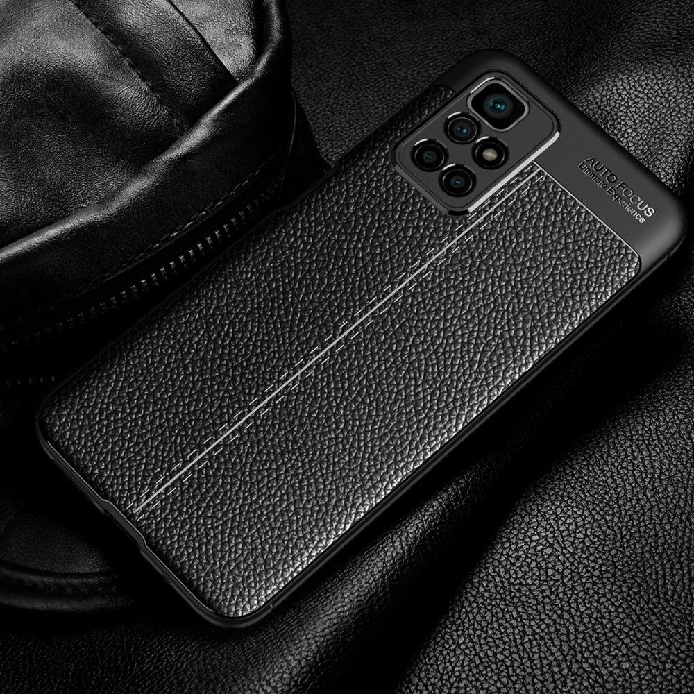Xiaomi Redmi 10 Hoesje TPU Back Cover Kunstleer Textuur Zwart afbeelding 2