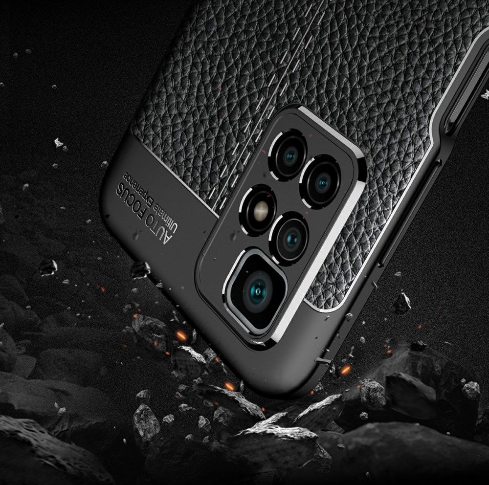 Xiaomi Redmi 10 Hoesje TPU Back Cover Kunstleer Textuur Zwart afbeelding 3