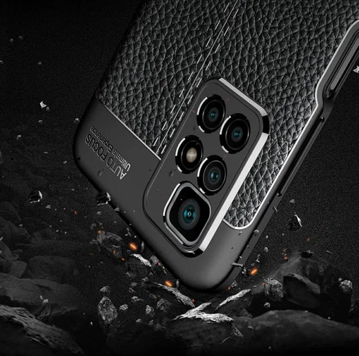 Xiaomi Redmi 10 Hoesje TPU Back Cover Kunstleer Textuur Zwart afbeelding 3