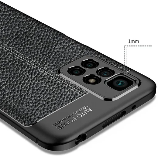 Xiaomi Redmi 10 Hoesje TPU Back Cover Kunstleer Textuur Zwart afbeelding 4