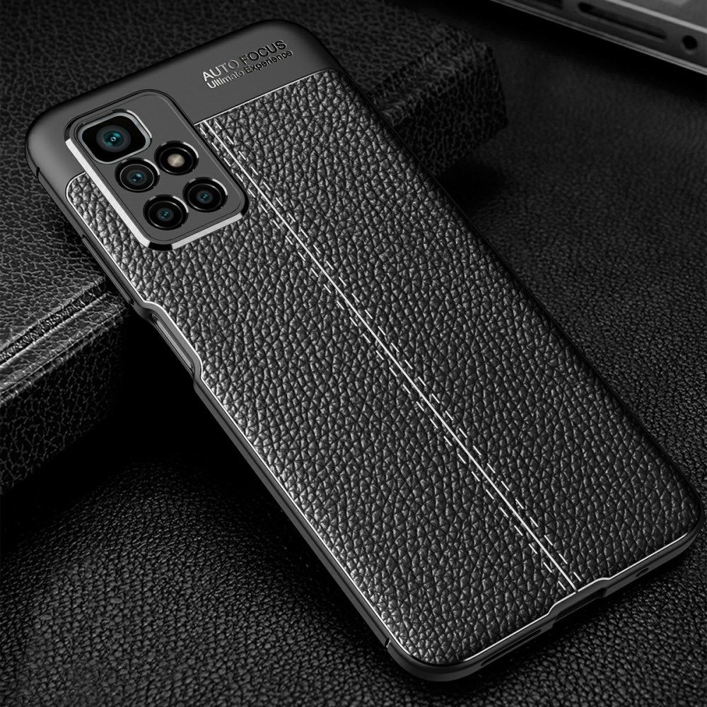 Xiaomi Redmi 10 Hoesje TPU Back Cover Kunstleer Textuur Zwart afbeelding 6