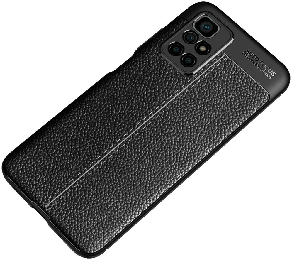 Xiaomi Redmi 10 Hoesje TPU Back Cover Kunstleer Textuur Zwart afbeelding 7